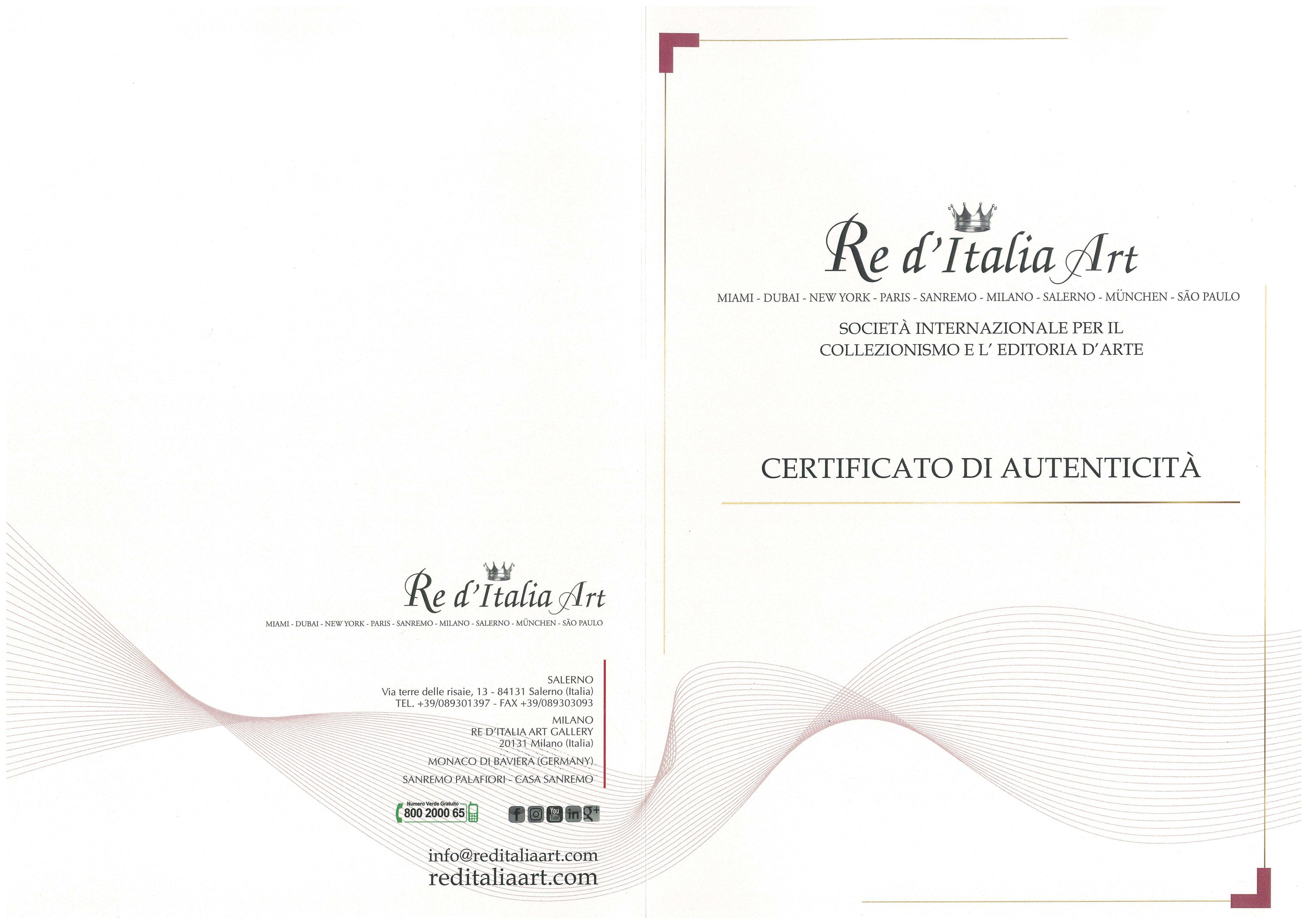 Dalla galleria d'arte Re D'Italia Art che organizza mostre internazionali.