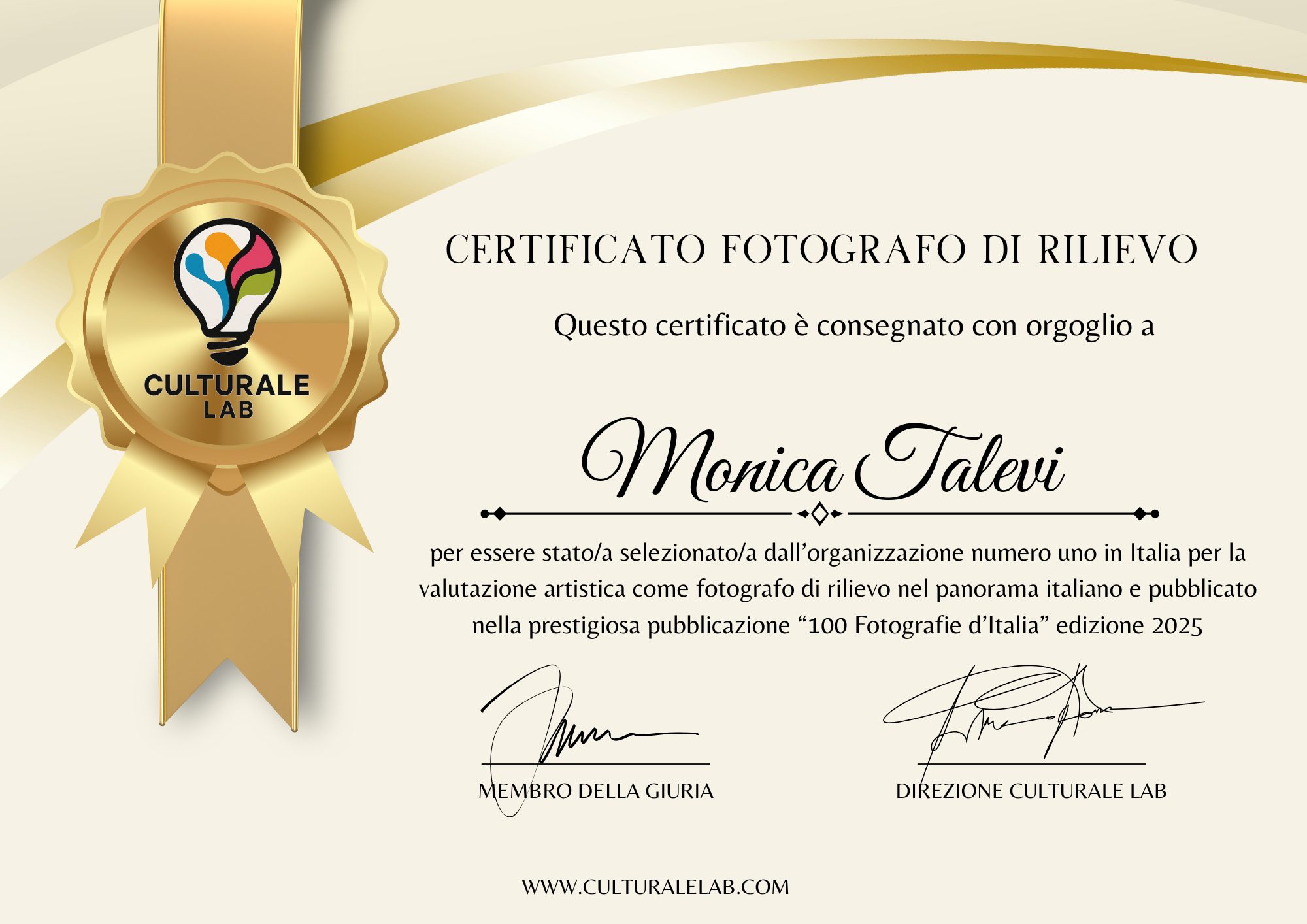 Certificato fotografo di rilievo
